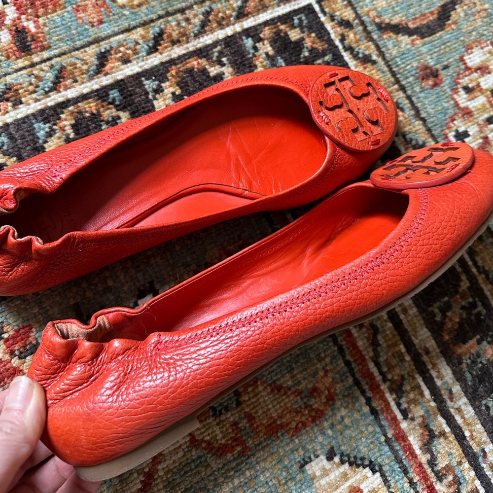 Tory Burch Women's Red Leather Flats 9.5